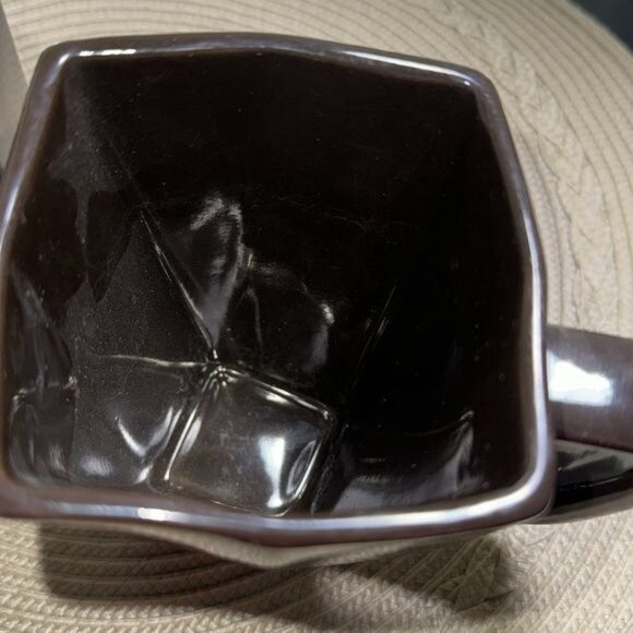 Set Of 2 Home Essentials & Beyond Piazza Square Ceramic Mugs 3.5" Tall Black & R - Picture 3 of 6